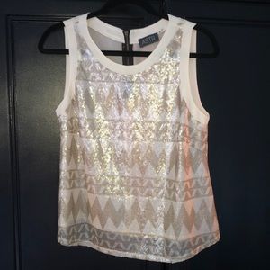 Cute sequin gold and cream top!!! Only worn once!!
